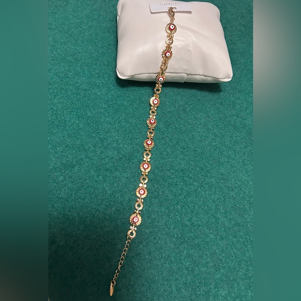 Copper - Plated  Gold and Red Devil Eye Bracelet